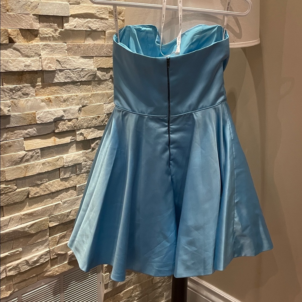 Sherri Hill Light Blue Formal Strapless Dress - Picture 6 of 13